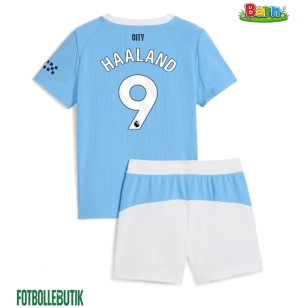 Manchester City Erling Haaland #9 Hemmaställ Barn 2025-26 Kortärmad (+ Korta byxor)